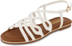 CUSHIONAIRE Women's Joanna flat sandal  Comfort Foam, Wide Widths Available