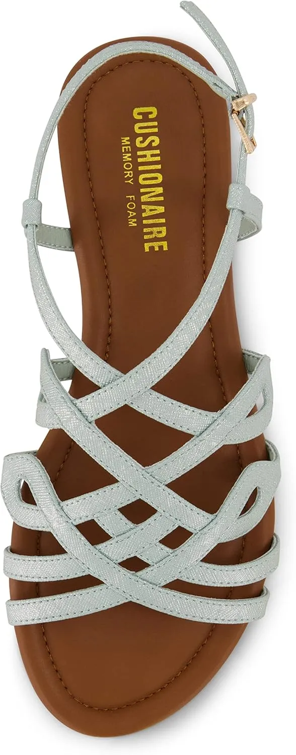 CUSHIONAIRE Women's Joanna flat sandal  Comfort Foam, Wide Widths Available