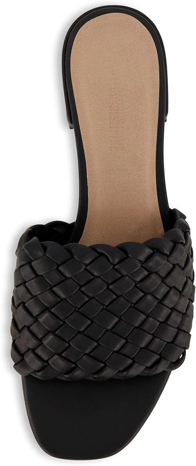 CUSHIONAIRE Women's Nerida woven low block heel sandal  Memory Foam