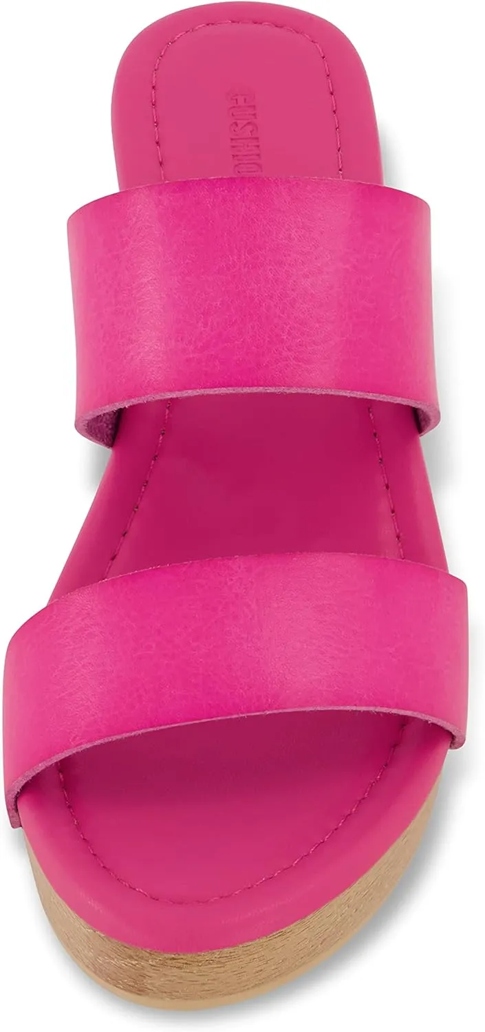 CUSHIONAIRE Women's Sky Faux Wood Sandal  Comfort Foam & LiteSole Technology
