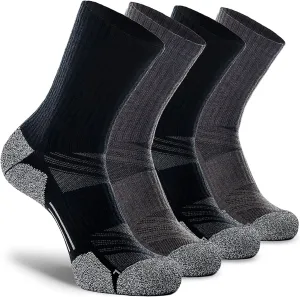 CWVLC Crew Hiking Socks, Cushion, Moisture Wicking, Arch Compression Boot Socks