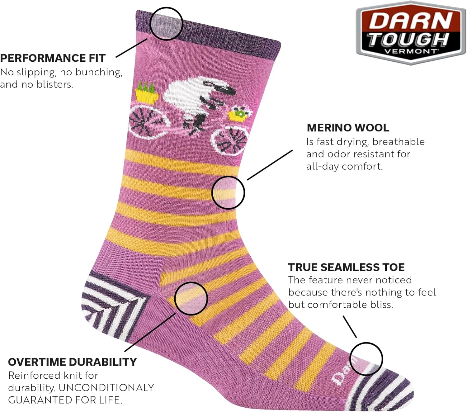 Darn Tough Vermont Animal Haus Crew Lightweight Women's Socks - Soft Merino Wool Socks for Women, Style 6037