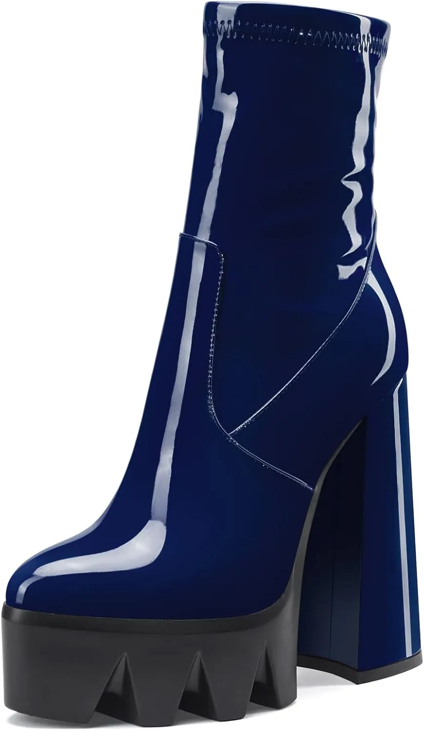DearOnly Women Chunky Block High Heel Platform Pointed Toe Ankle Boots Short Bootie Zipper Slip-on Classic Wedding Party 5.5 Inches Heels Boots