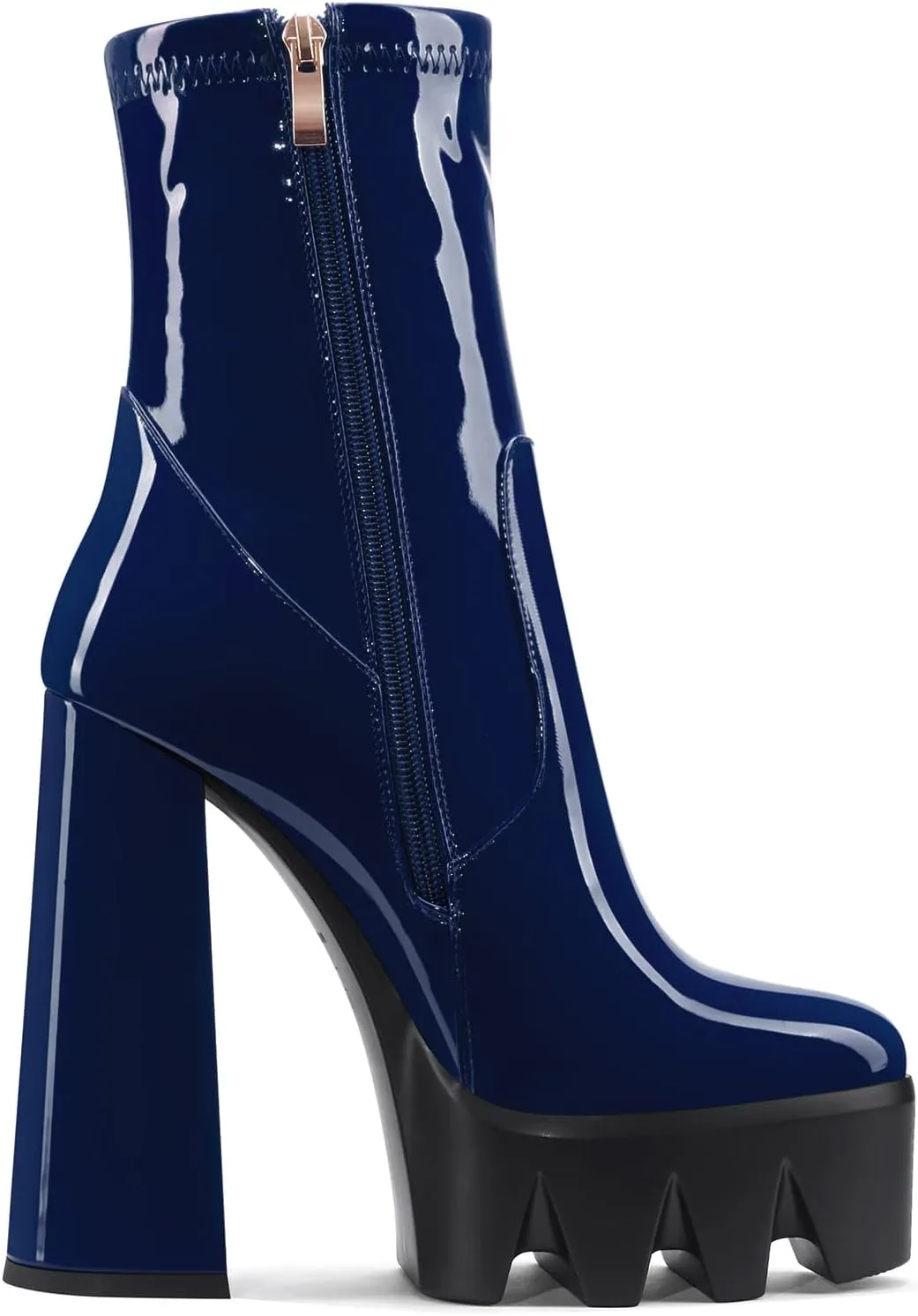 DearOnly Women Chunky Block High Heel Platform Pointed Toe Ankle Boots Short Bootie Zipper Slip-on Classic Wedding Party 5.5 Inches Heels Boots