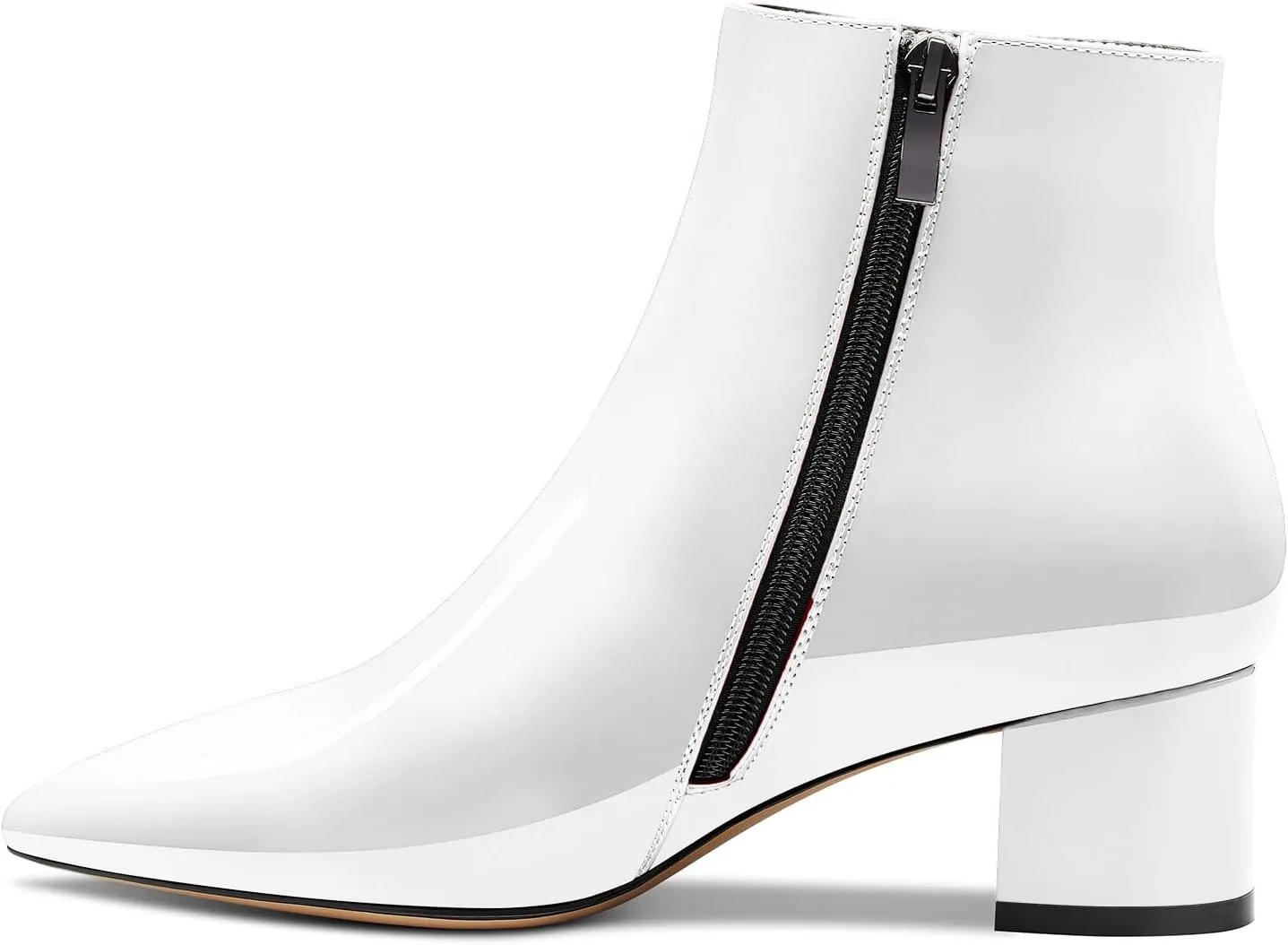 DearOnly Women Chunky Block Low Kitten Heel Pointed Toe Ankle Boots Short Bootie Zipper Slip-on Classic Office Shoes 2.0 Inches Heels