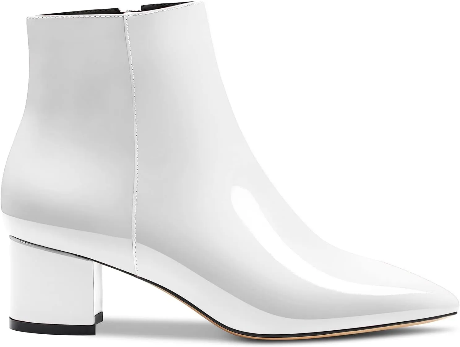 DearOnly Women Chunky Block Low Kitten Heel Pointed Toe Ankle Boots Short Bootie Zipper Slip-on Classic Office Shoes 2.0 Inches Heels
