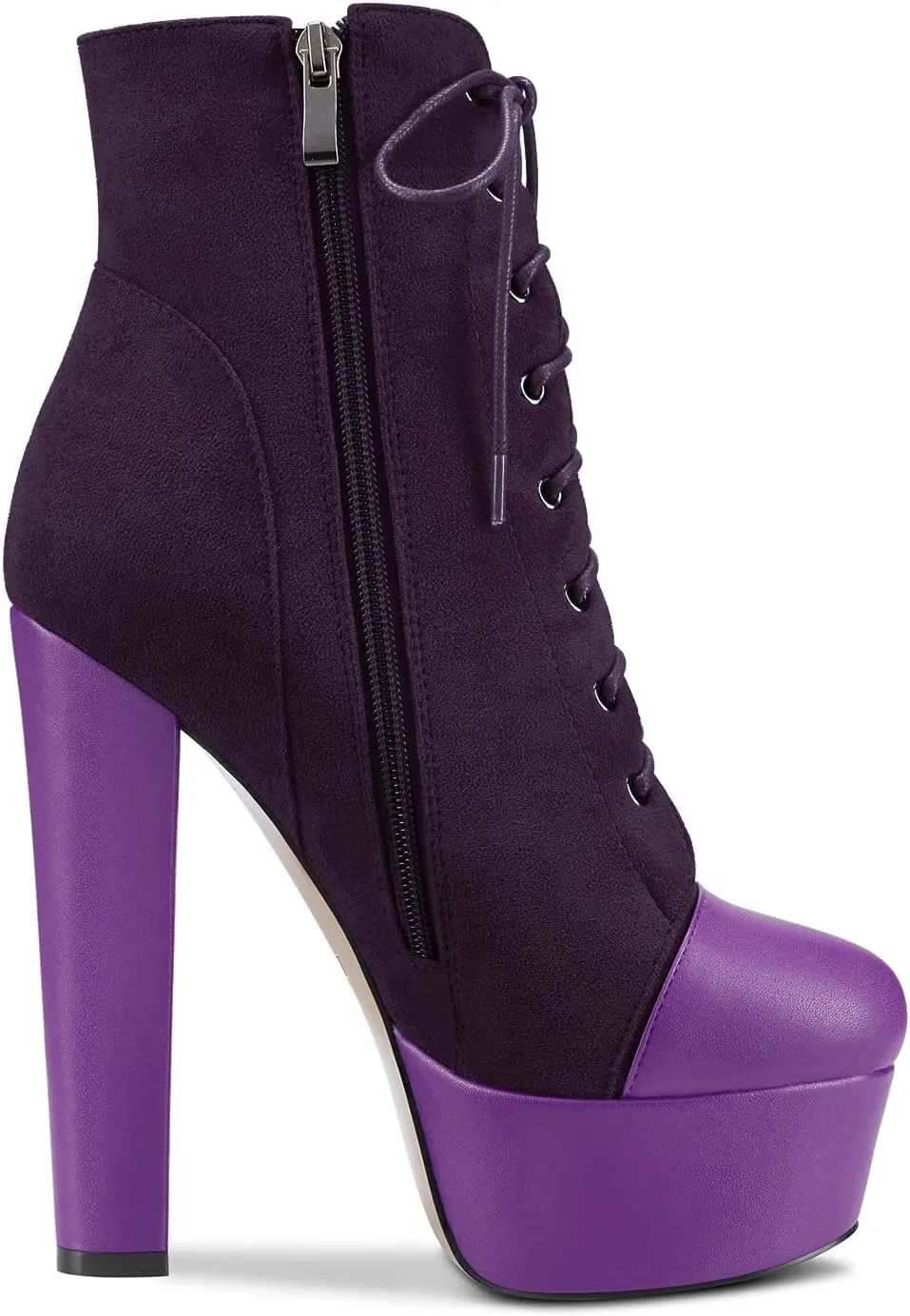 DearOnly Women Chunky Block Platform High Heel Round Toe Ankle Boots Short Bootie Zipper Party Cute Boots