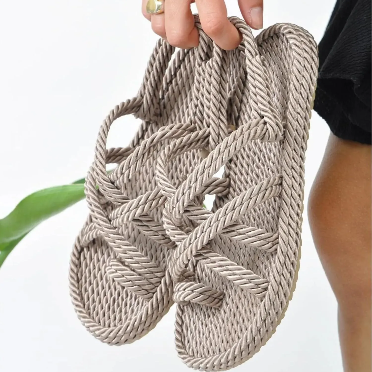 Derimi'O Strappy Sandals - Elegant Braided Sandals for Women - Stylish Strap Sandals for Women - Comfortable and Durable Rope Sandals for Women - Perfect for Casual and Dressy Occasions