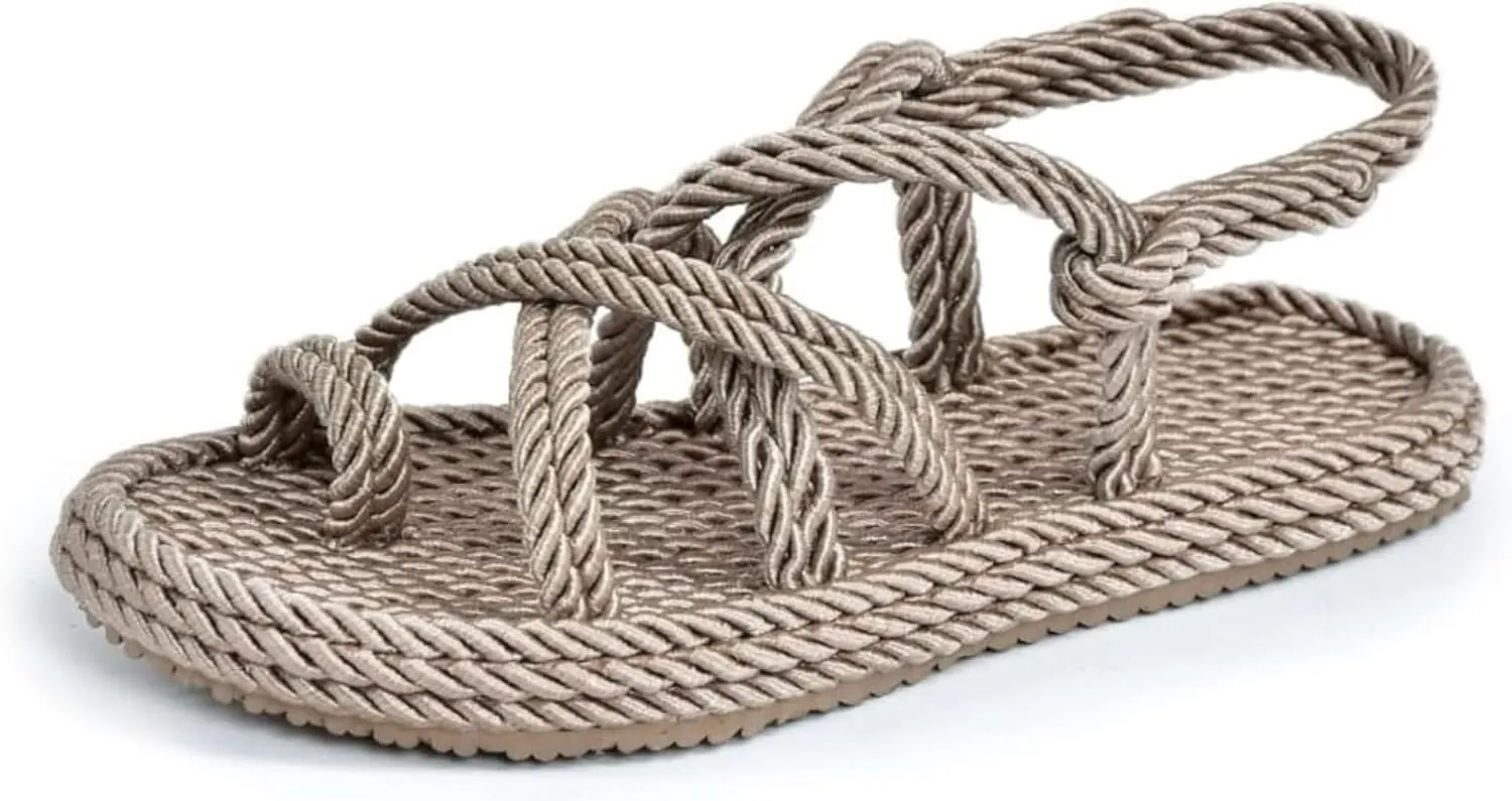 Derimi'O Strappy Sandals - Elegant Braided Sandals for Women - Stylish Strap Sandals for Women - Comfortable and Durable Rope Sandals for Women - Perfect for Casual and Dressy Occasions