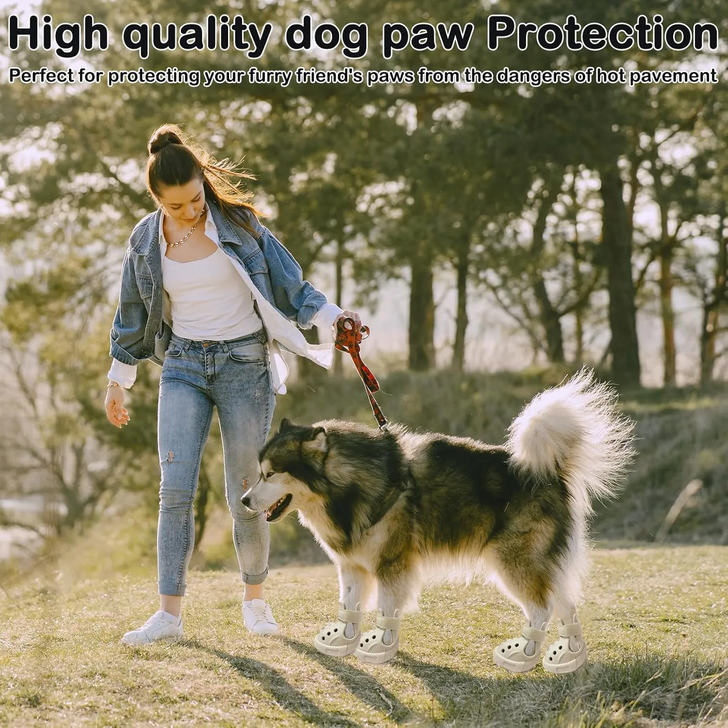Dog Shoes for Hot Pavement,Non-Slip Waterproof Breathable Easy to Clean Put On and Take Off Dog Boots,Paw Protector for Hot Summer Roads Winter Snow (Beige, Size 5:(2.56"x1.97")(L*W))