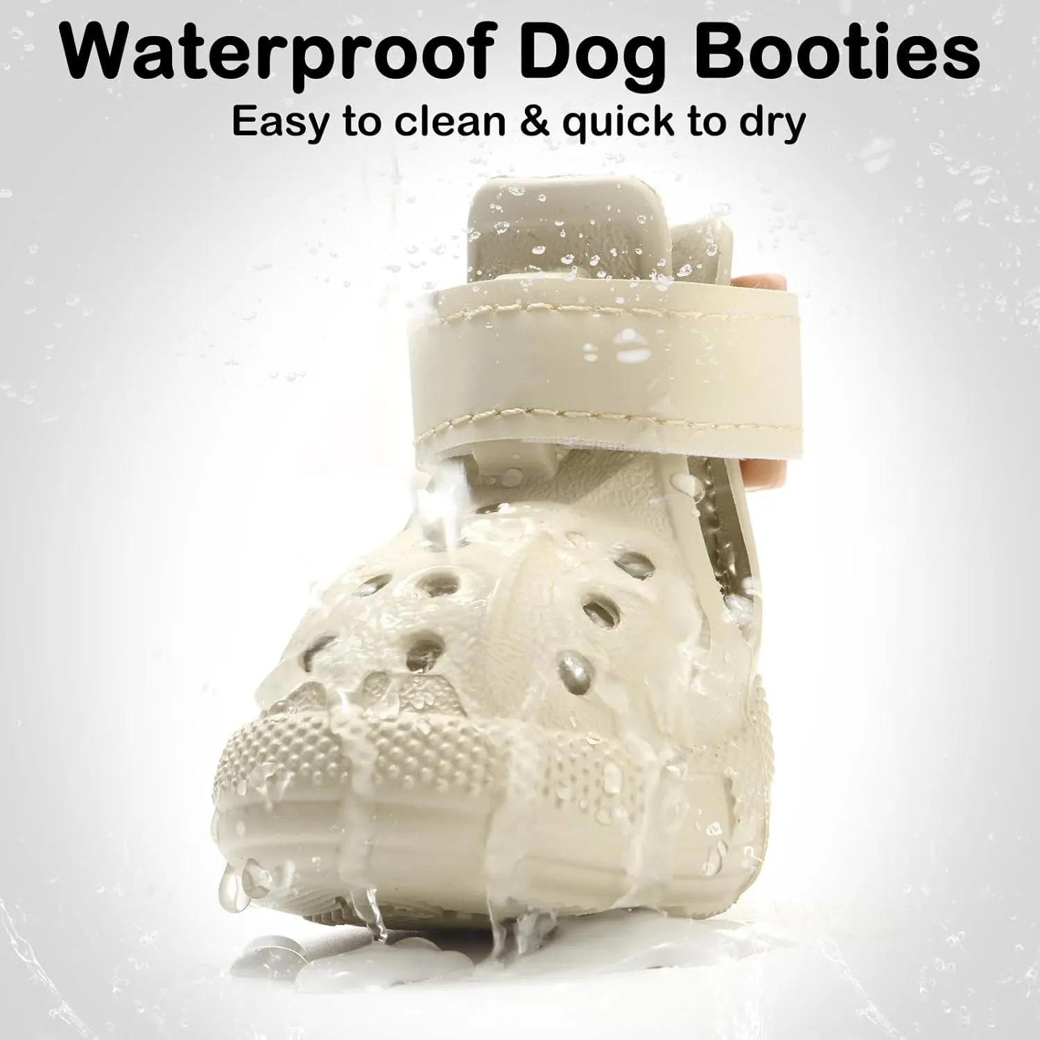 Dog Shoes for Hot Pavement,Non-Slip Waterproof Breathable Easy to Clean Put On and Take Off Dog Boots,Paw Protector for Hot Summer Roads Winter Snow (Beige, Size 5:(2.56"x1.97")(L*W))