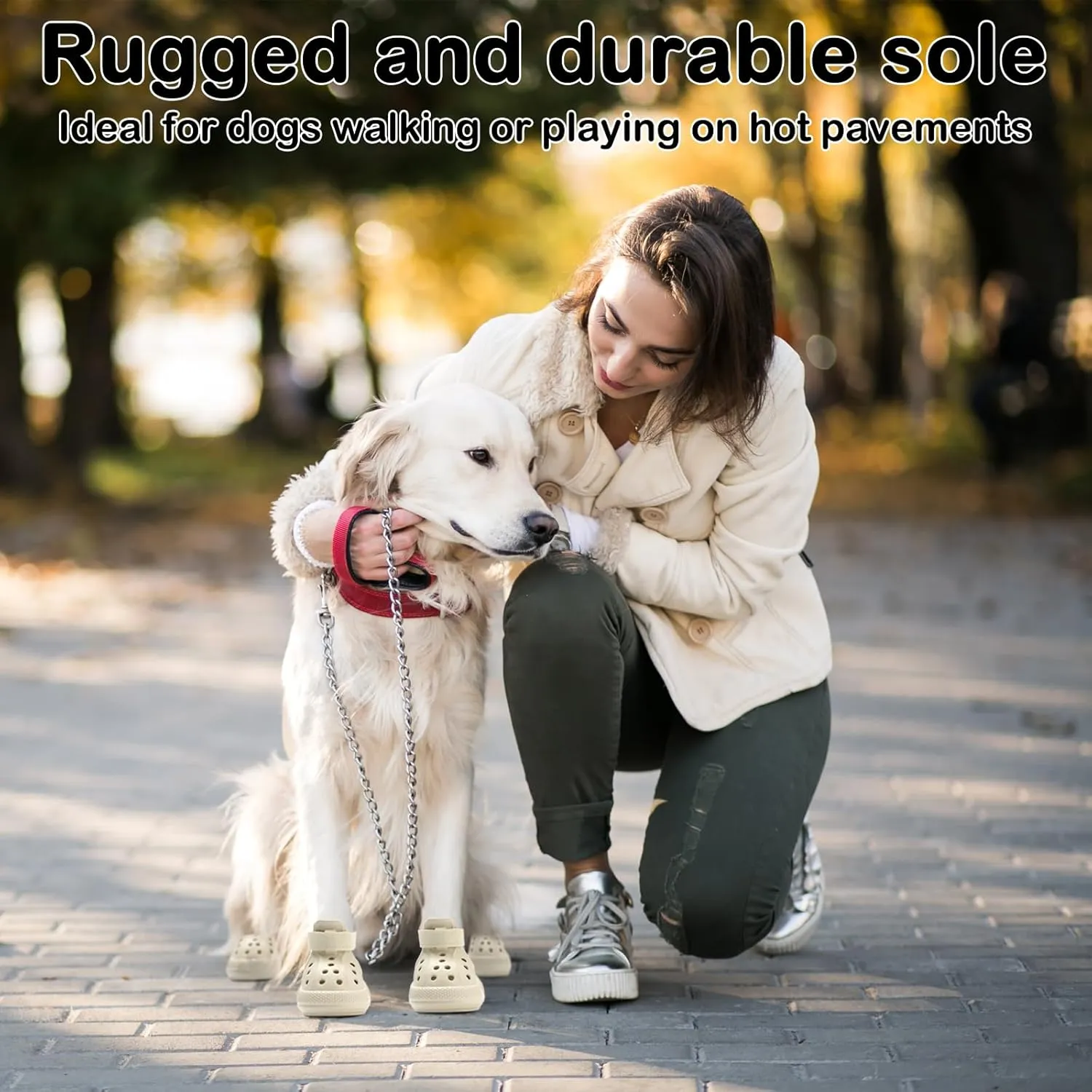 Dog Shoes for Hot Pavement,Non-Slip Waterproof Breathable Easy to Clean Put On and Take Off Dog Boots,Paw Protector for Hot Summer Roads Winter Snow (Beige, Size 5:(2.56"x1.97")(L*W))