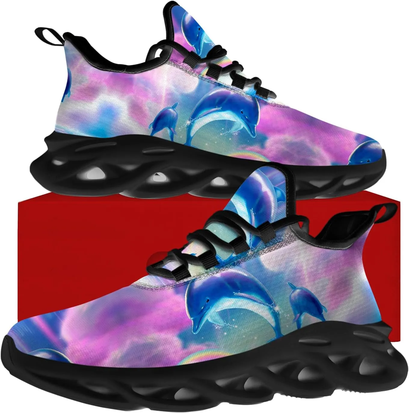 Dolphin Shoes for Women Men Road Running Walking Tennis Breathable Lightweight Sneakers Animal Shoes Gifts for Men Women