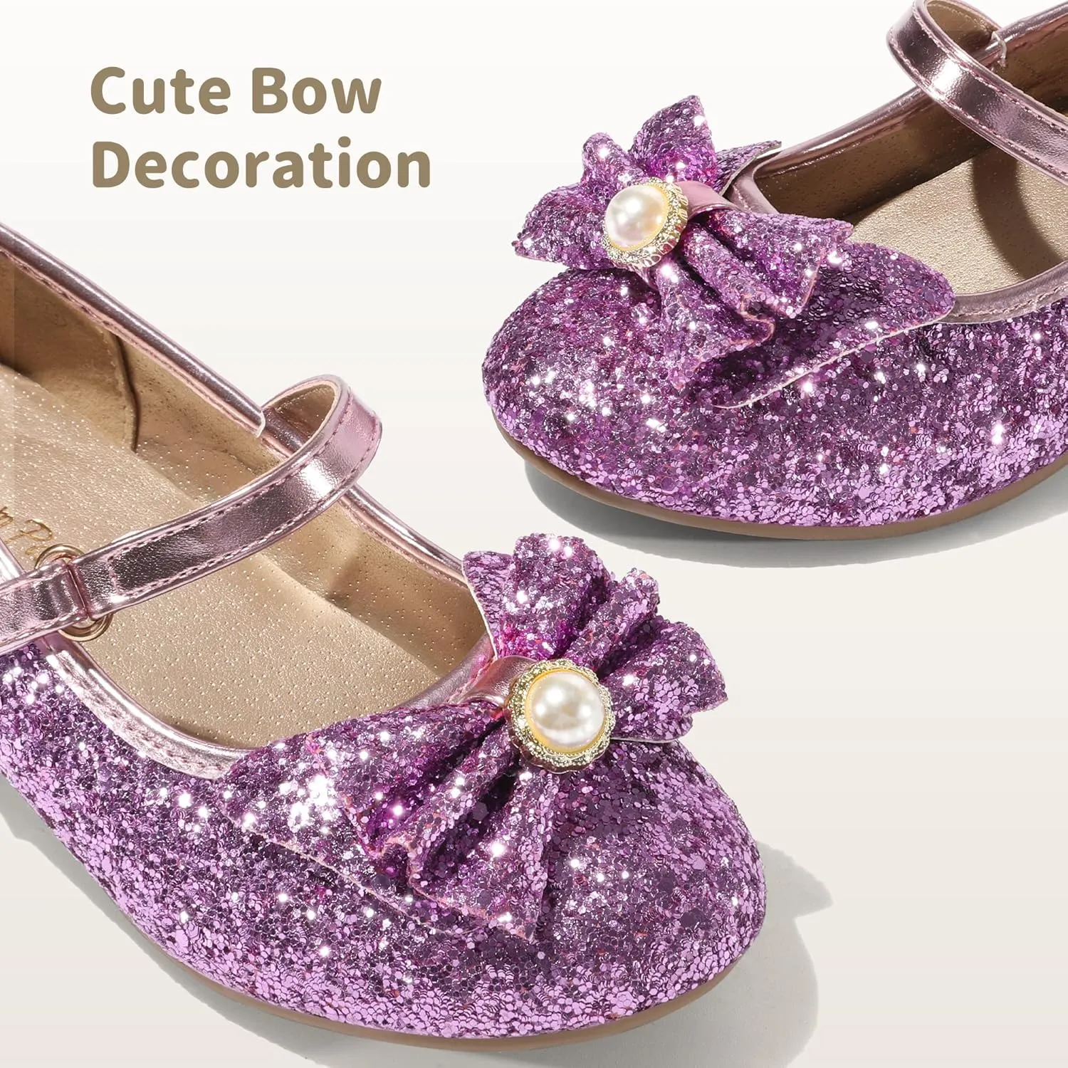 DREAM PAIRS Girls Dress Shoes Princess Shoes for Toddler Little Girl Mary Jane Low Heels Glitter Flower Party Wedding Footwear