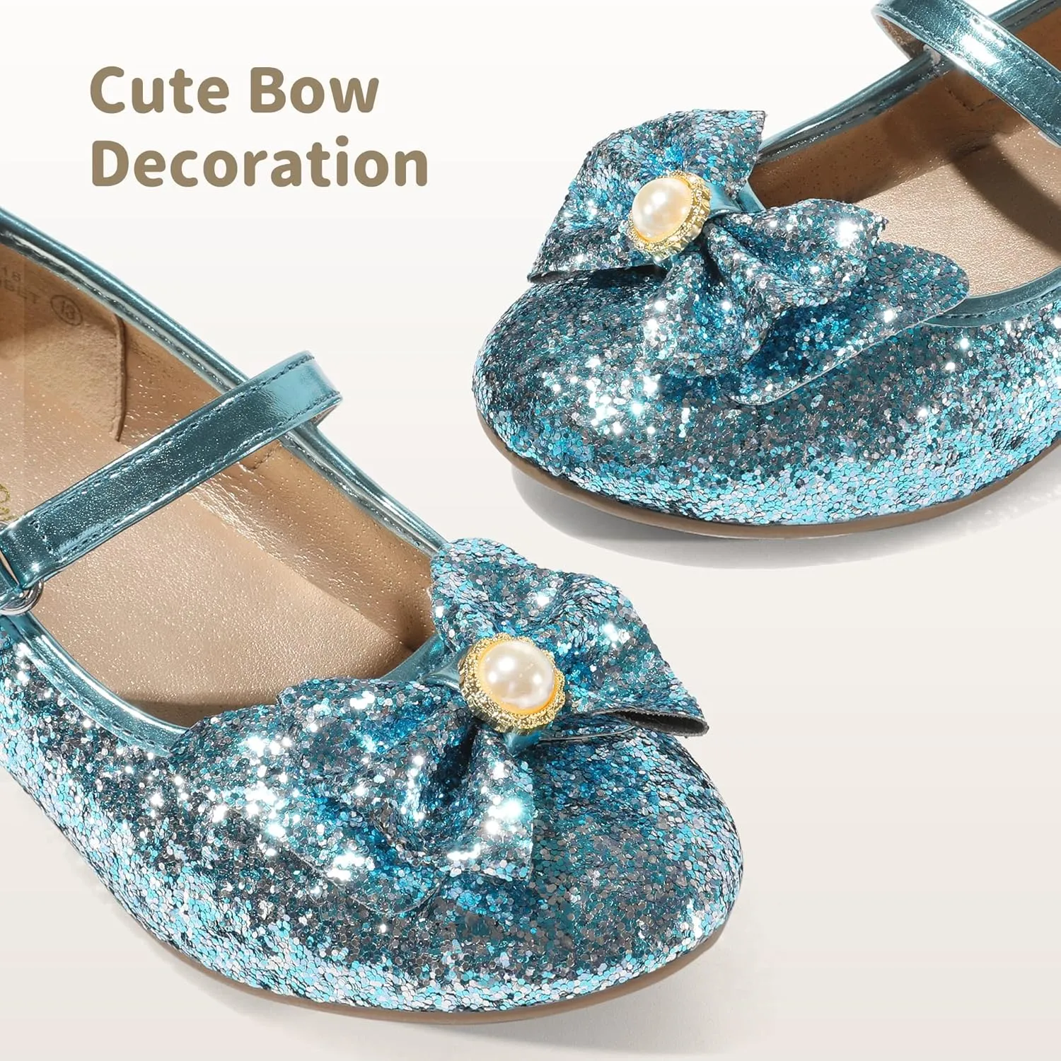 DREAM PAIRS Girls Dress Shoes Princess Shoes for Toddler Little Girl Mary Jane Low Heels Glitter Flower Party Wedding Footwear
