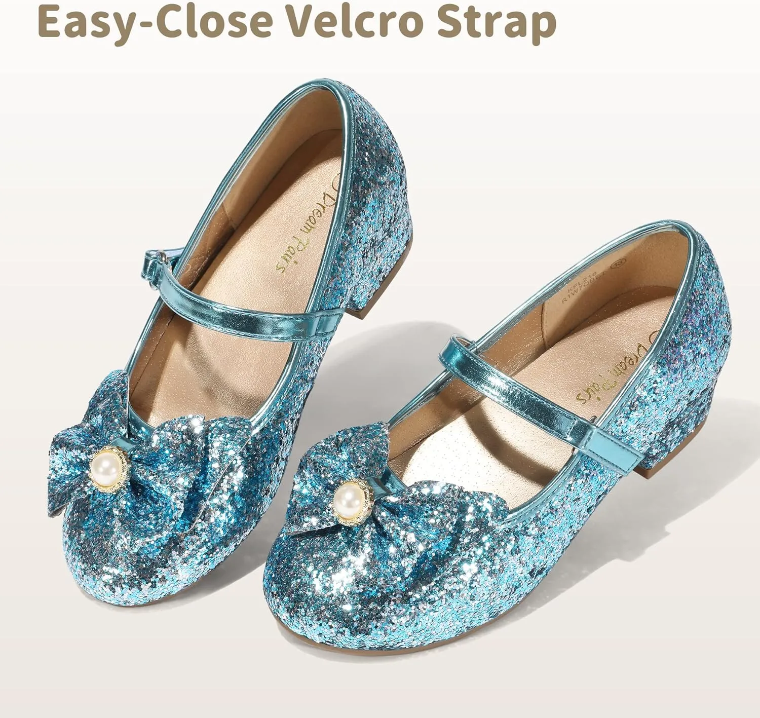 DREAM PAIRS Girls Dress Shoes Princess Shoes for Toddler Little Girl Mary Jane Low Heels Glitter Flower Party Wedding Footwear