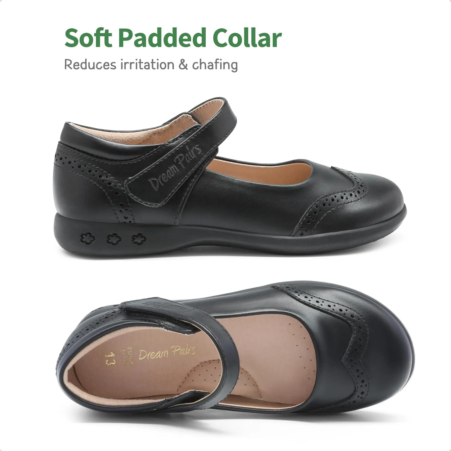 DREAM PAIRS Girls School Uniform Shoes Mary Jane Black Flats