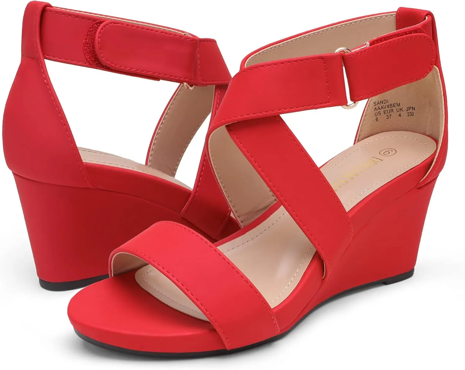 DREAM PAIRS Women's Ankle Strap Wedge Sandals, Comfortable Open Toe Summer Dress Shoes