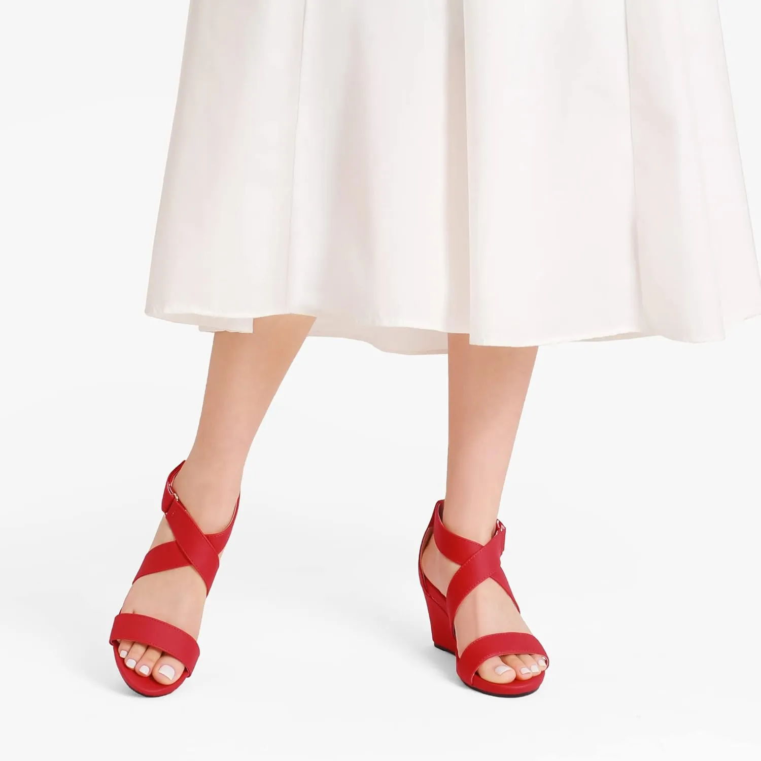 DREAM PAIRS Women's Ankle Strap Wedge Sandals, Comfortable Open Toe Summer Dress Shoes