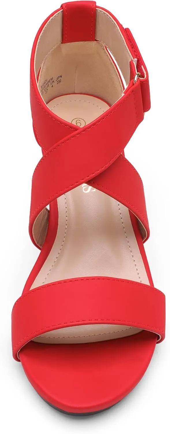 DREAM PAIRS Women's Ankle Strap Wedge Sandals, Comfortable Open Toe Summer Dress Shoes