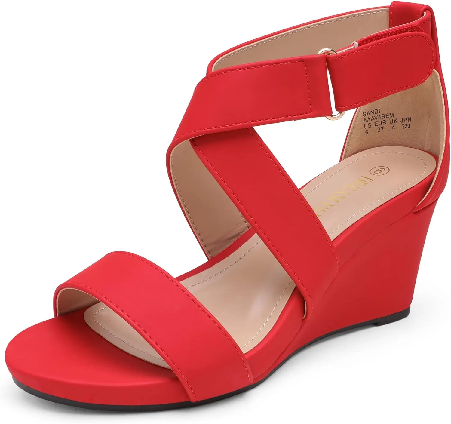 DREAM PAIRS Women's Ankle Strap Wedge Sandals, Comfortable Open Toe Summer Dress Shoes