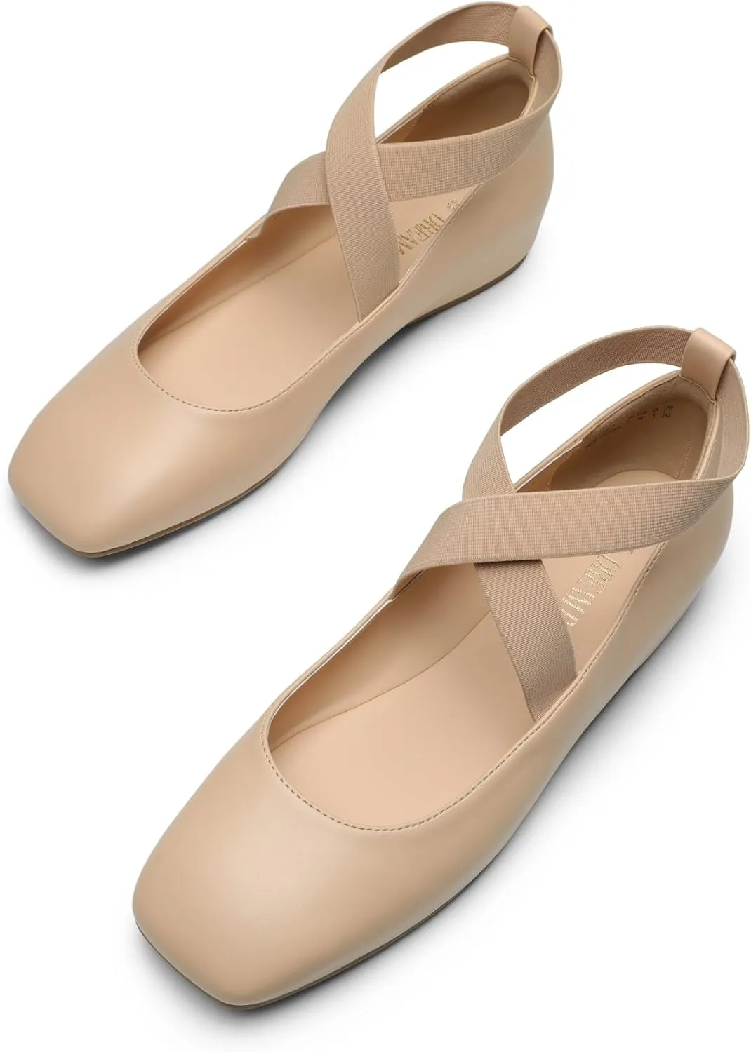 DREAM PAIRS Women's Ballet Flats, Comfortable Slip-On Square Toe Dress Shoes with Elastic Ankle Straps