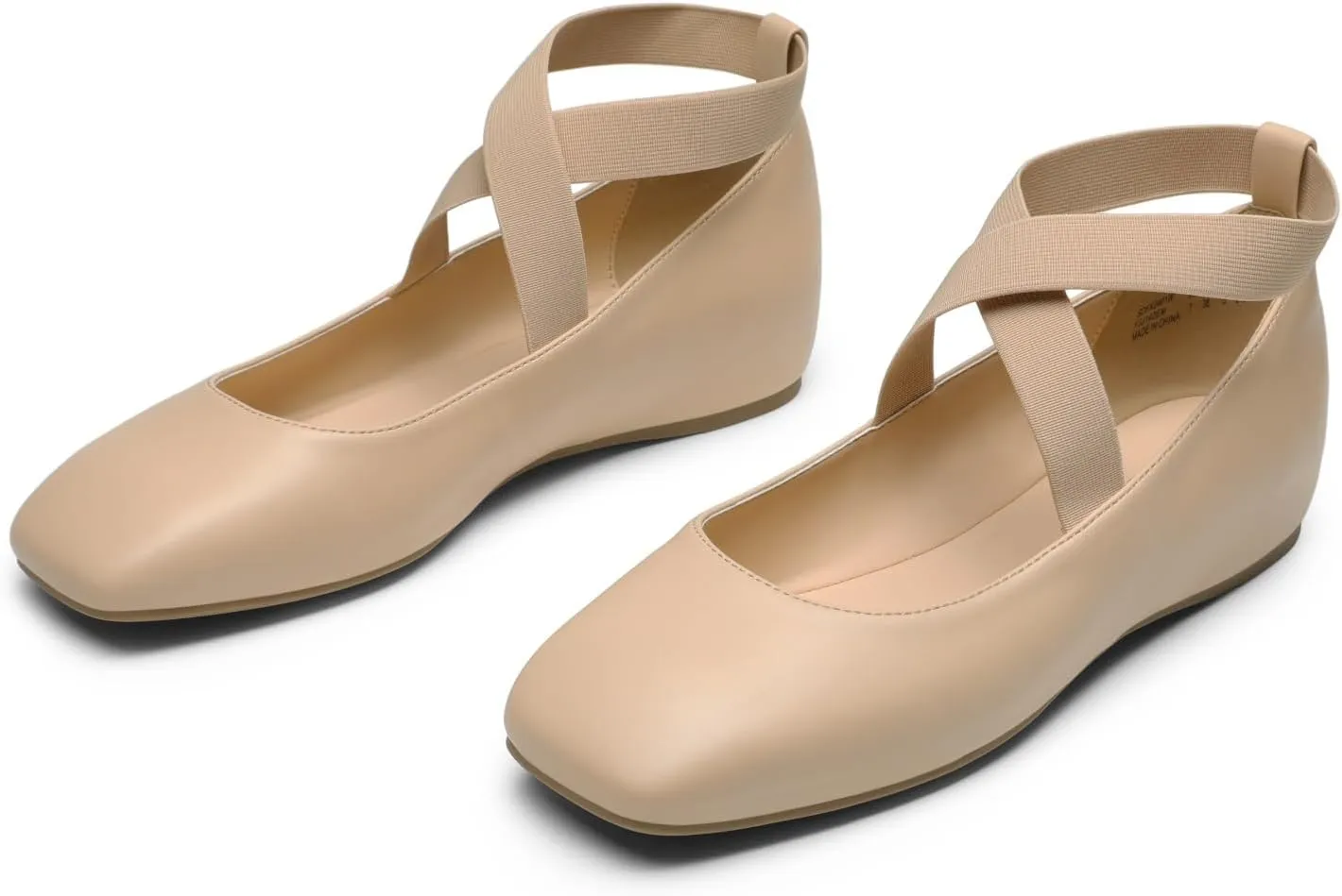 DREAM PAIRS Women's Ballet Flats, Comfortable Slip-On Square Toe Dress Shoes with Elastic Ankle Straps