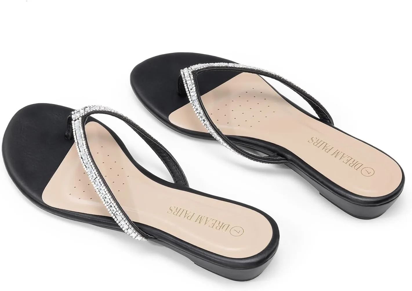 DREAM PAIRS Women's Fashion Rhinestones Design Slides Sandals
