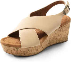 DREAM PAIRS Women's Platform Wedge Sandals Comfortable Ankle Strap Sandals for Women Casual Dressy Summer