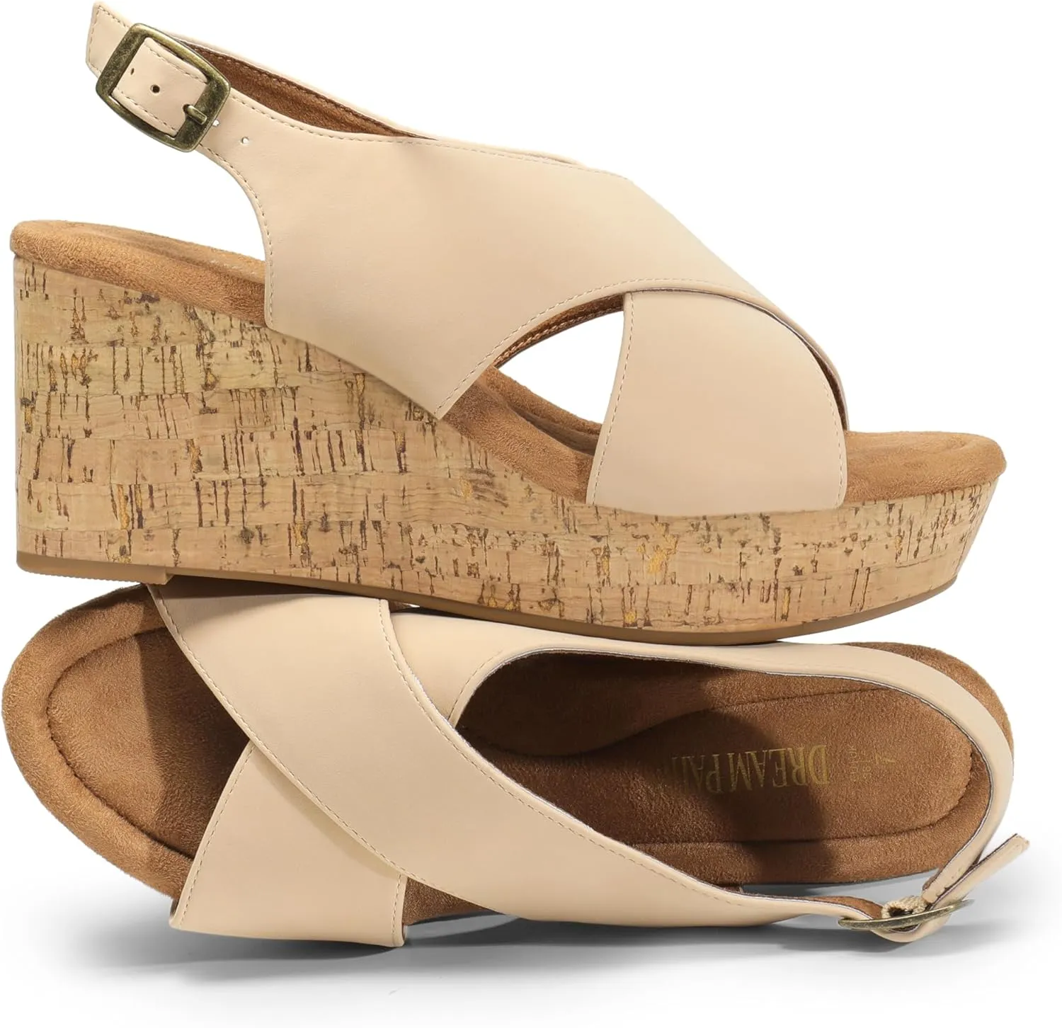 DREAM PAIRS Women's Platform Wedge Sandals Comfortable Ankle Strap Sandals for Women Casual Dressy Summer
