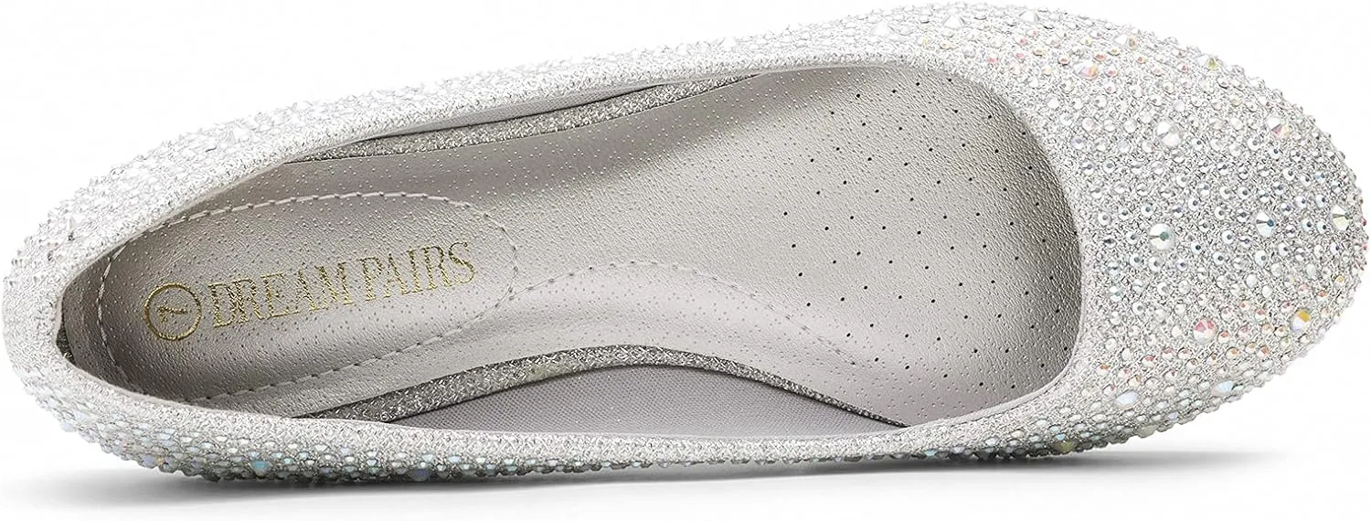 DREAM PAIRS Women's Sole-Shine Rhinestone Ballet Flats Shoes