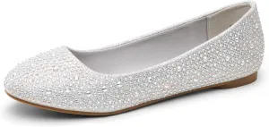 DREAM PAIRS Women's Sole-Shine Rhinestone Ballet Flats Shoes