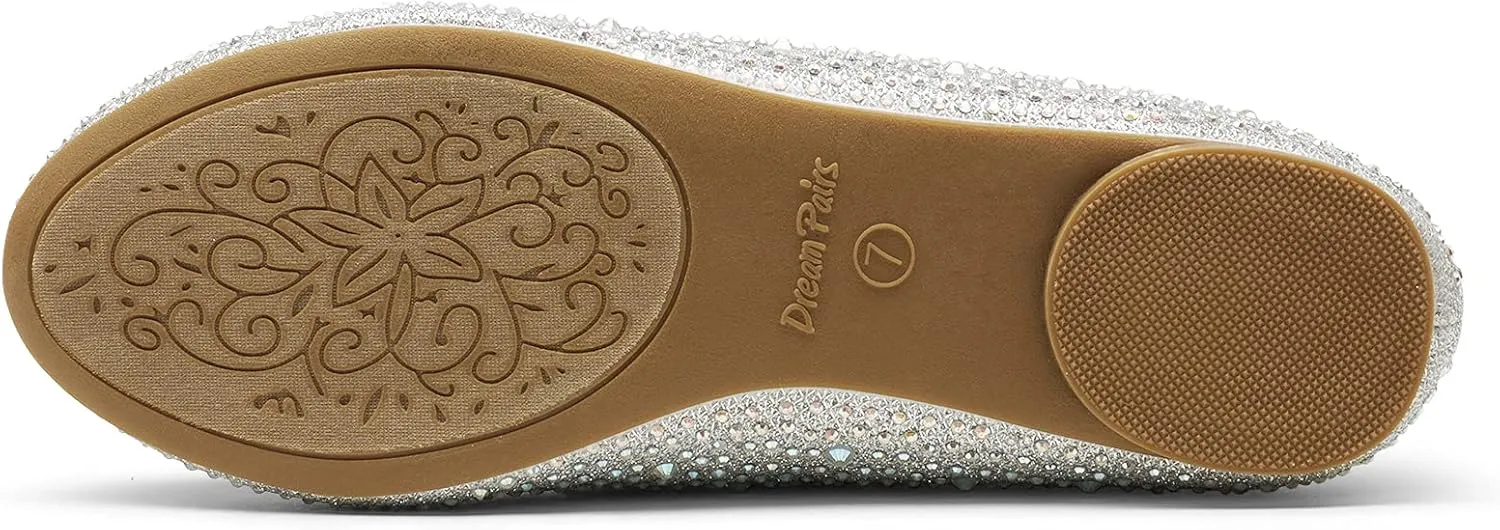 DREAM PAIRS Women's Sole-Shine Rhinestone Ballet Flats Shoes
