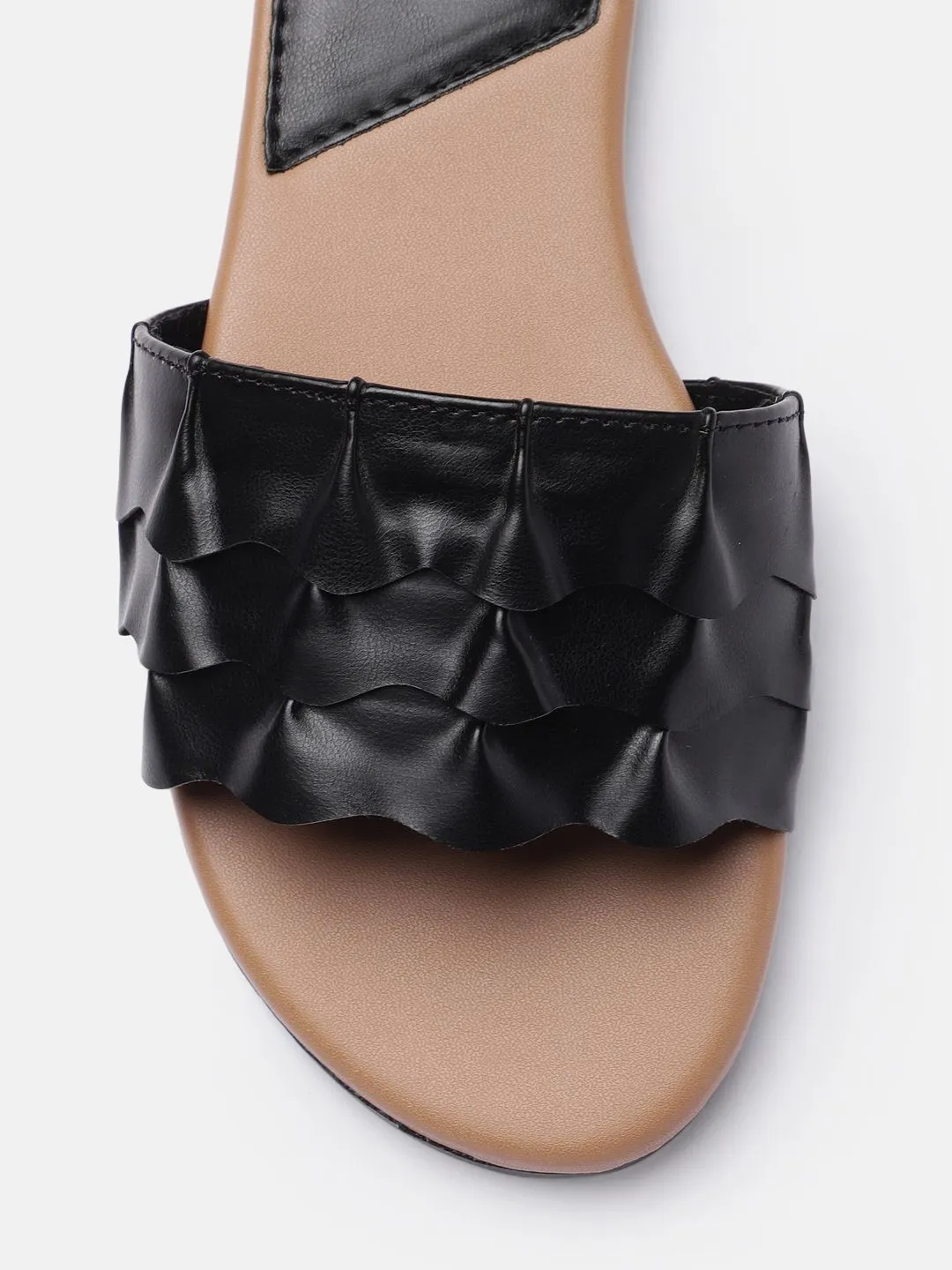 DressBerry Women Black Textured Open Toe Flats
