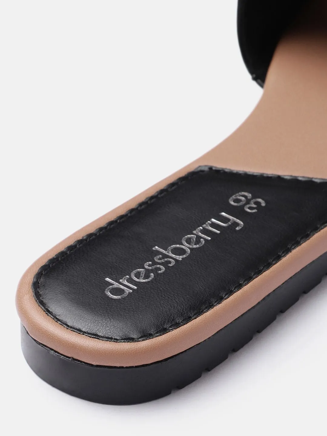 DressBerry Women Black Textured Open Toe Flats