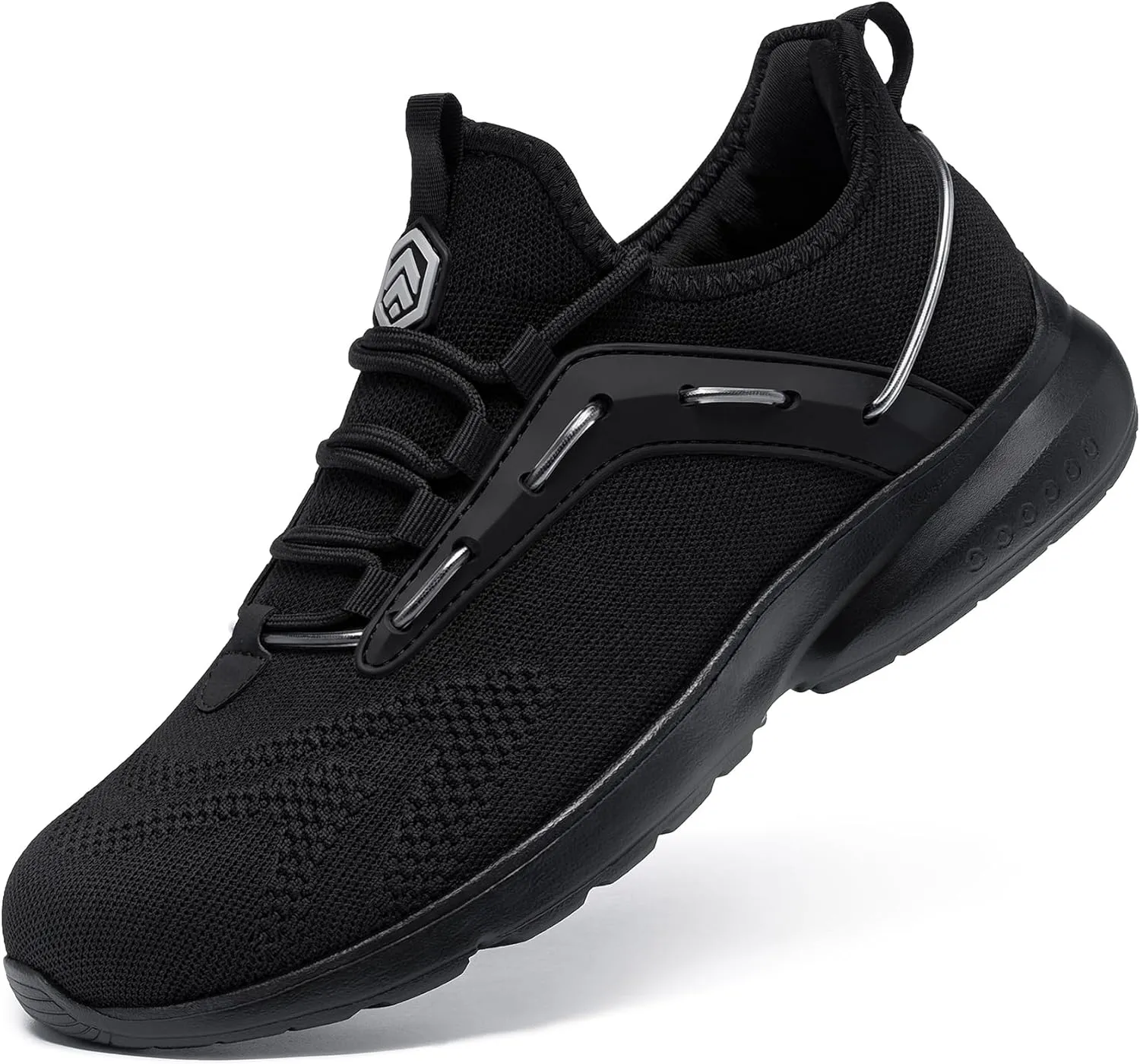 DYKHMILY Steel Toe Sneakers for Men Wide Air Cushion Work Shoes Puncture Proof Lightweight Safety Sneakers Slip Resistant Steel Toe Tennis Shoes