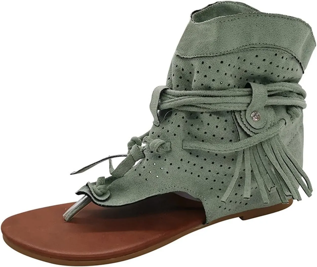 Eduavar Sandals Women Comfortable, Orthopedic Sandals for Women Bohemian Gladiator Fringe Flat Clip Toe Ankle Boots