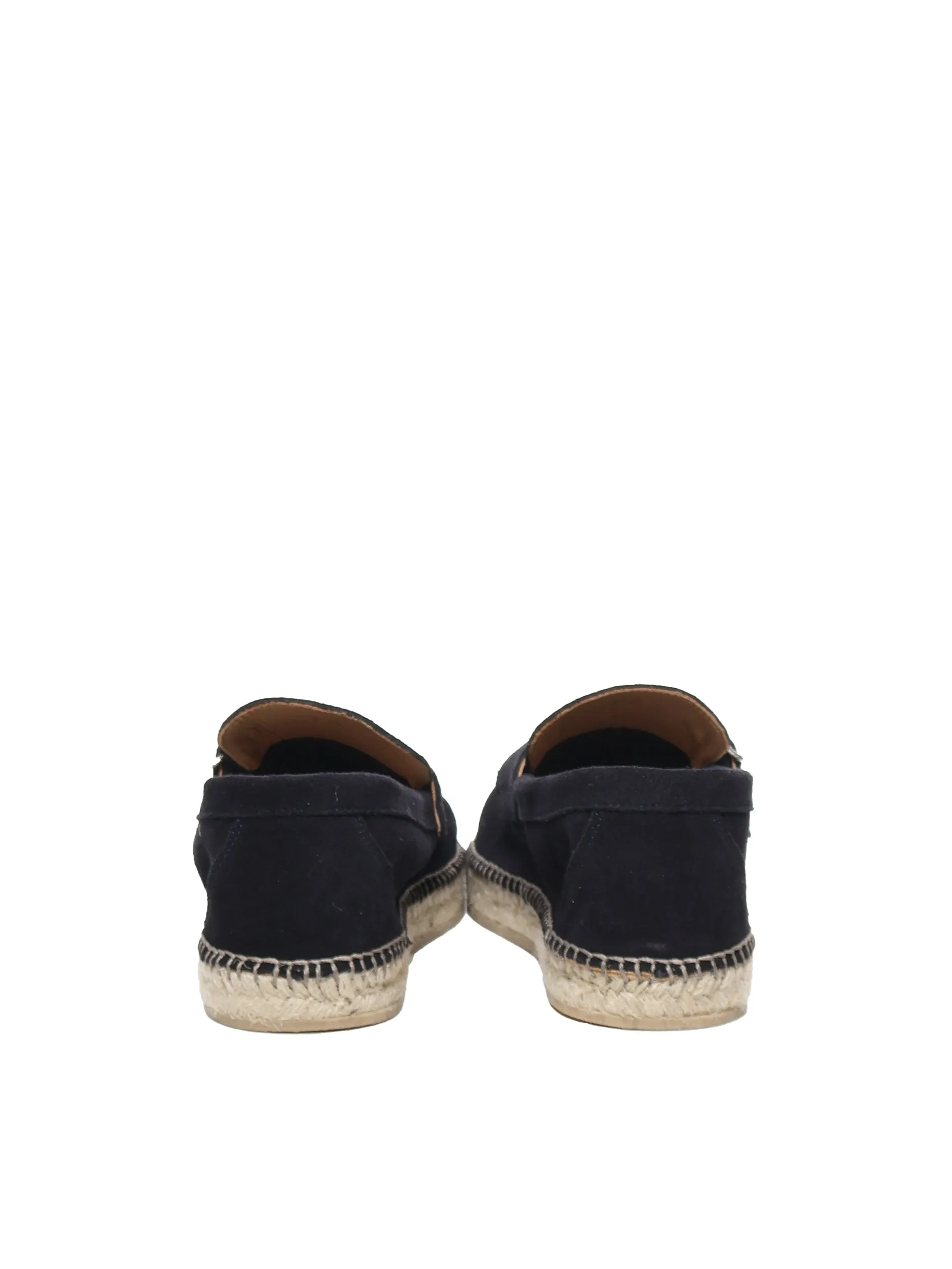 Eleventy Blue Leather Espadrilles med spännen