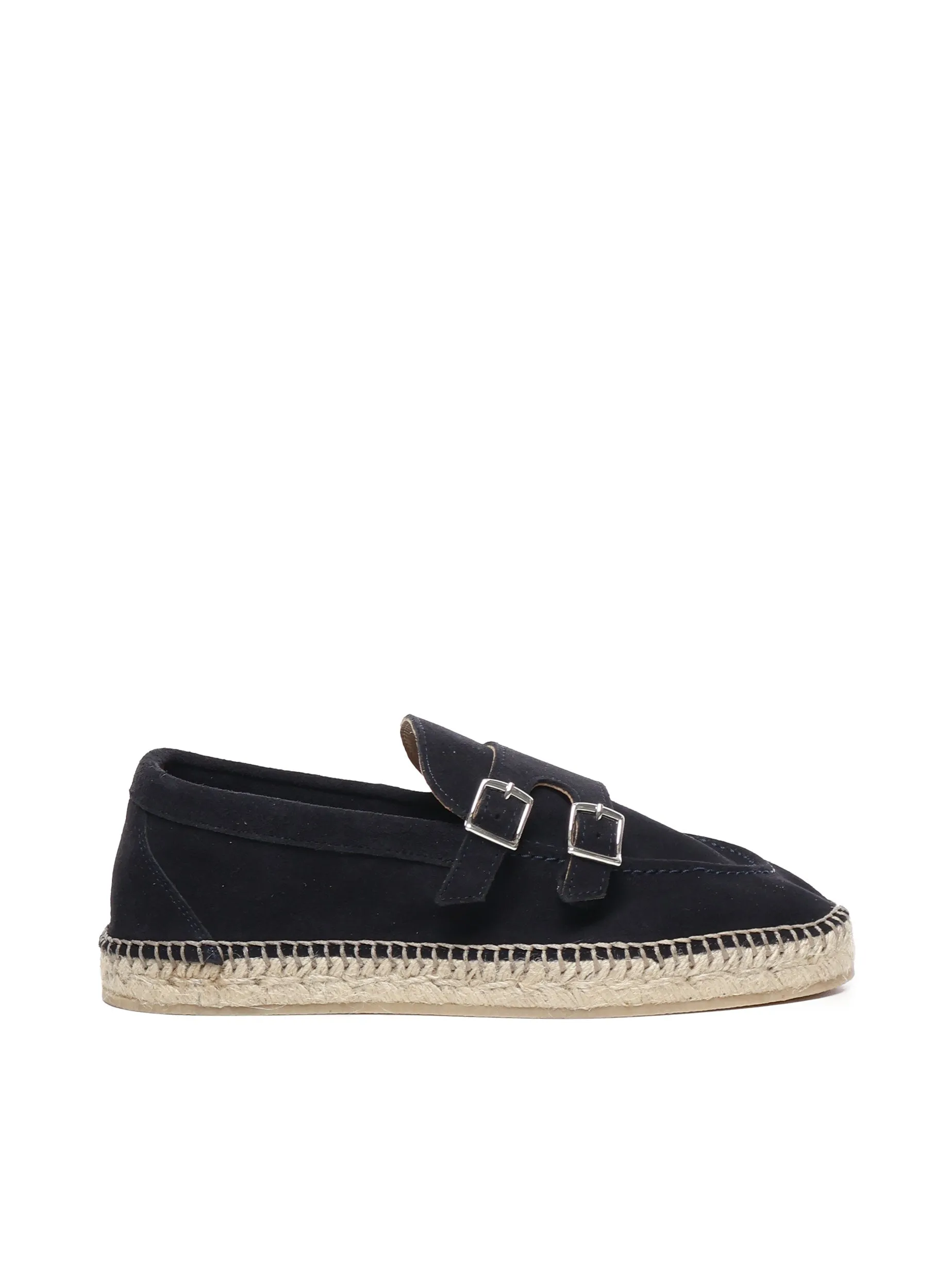 Eleventy Blue Leather Espadrilles med spännen