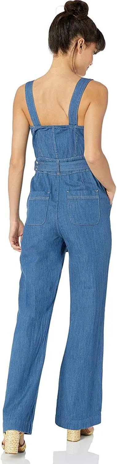 Ella Moss womens Denim Belted Jumpsuit