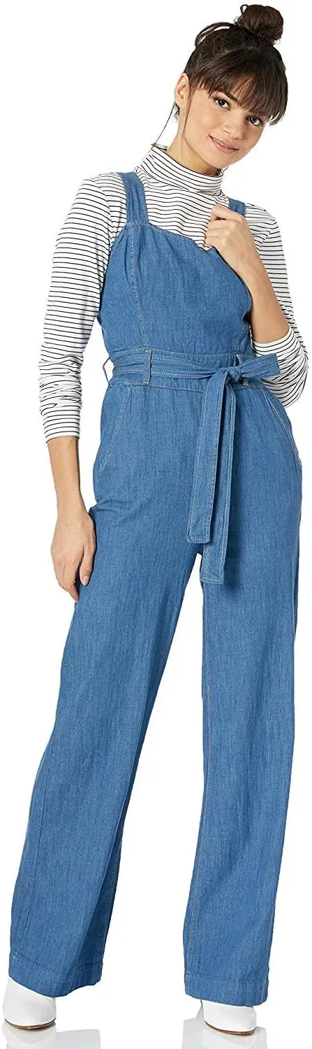 Ella Moss womens Denim Belted Jumpsuit