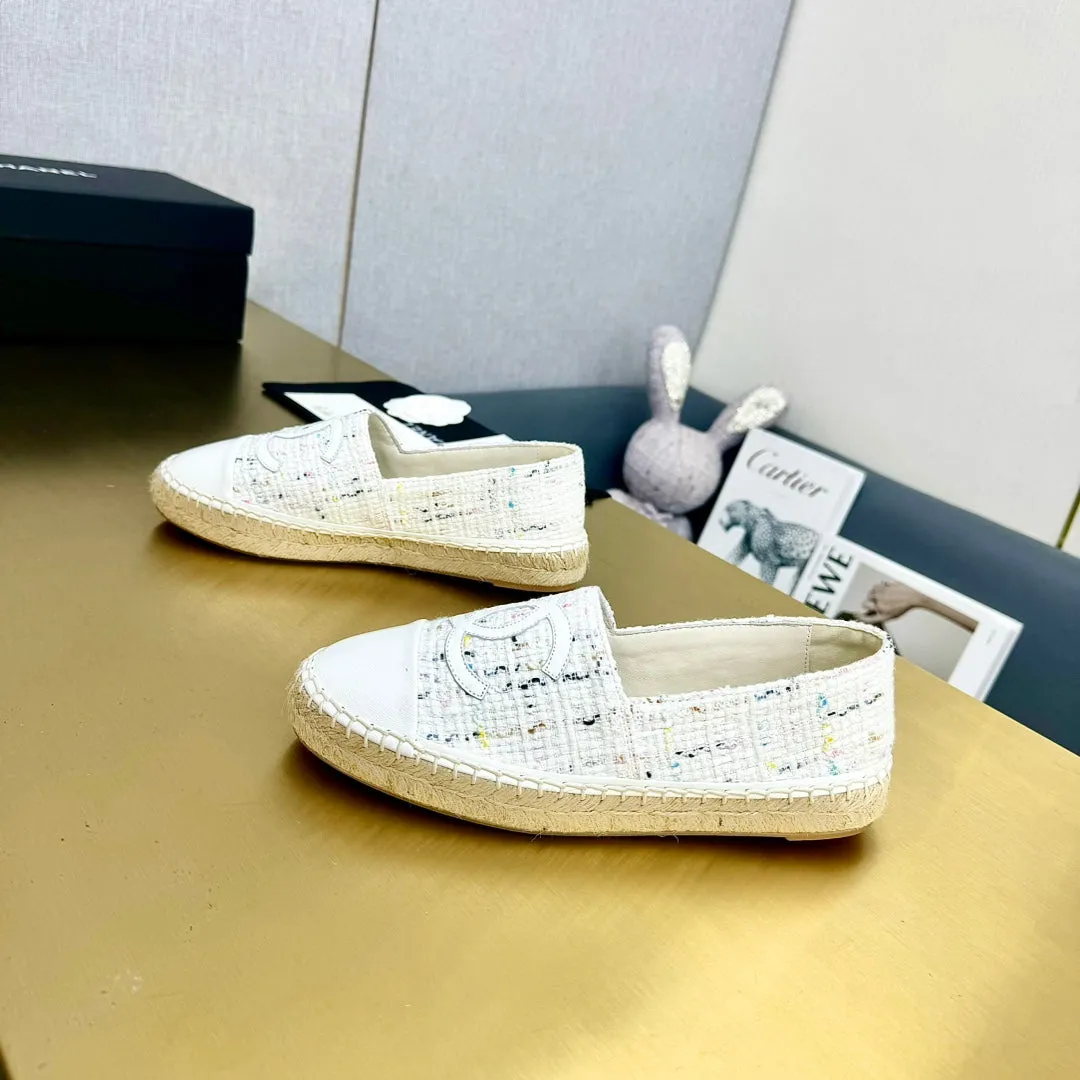espadrilles white fabric calfskin