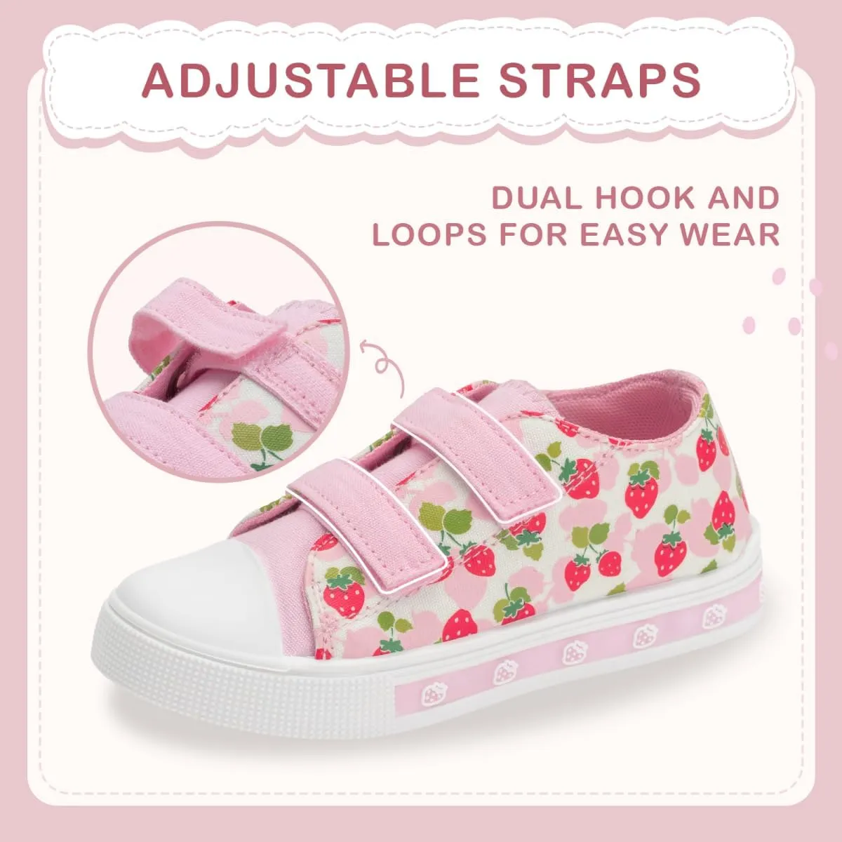 EUXTERPA Toddler Light Up Sneakers Kids Casual Canvas Shoes with Adjustable Strap for Girls Boys