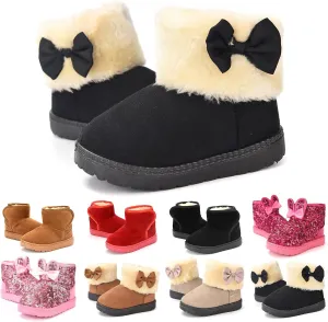 Fashion Winter Bowknot Platform Boots Kids Ankle Boots Toddler Kids Wool Lined Slippers Girls Boys Outdoor Warm Indoor Home Anti Slip Trendy Mini Boots