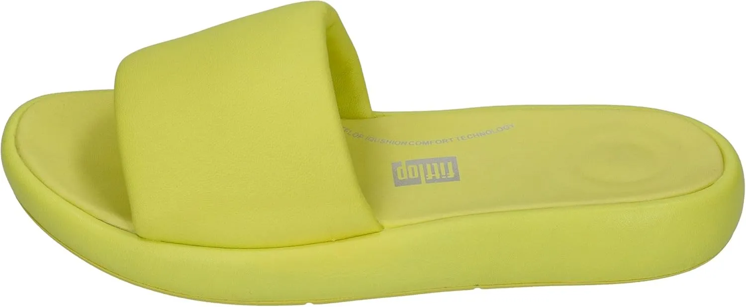 FitFlop Women's iQushion D-Luxe Padded Leather Slides Sandals