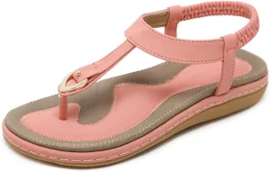 Flip Flops for Women Comfortable Open Toe Soft Cushion Flat Sandals Summer Dressy Clip Toe Leather Upholstery T-Strap Flip Flop Thong Sandals