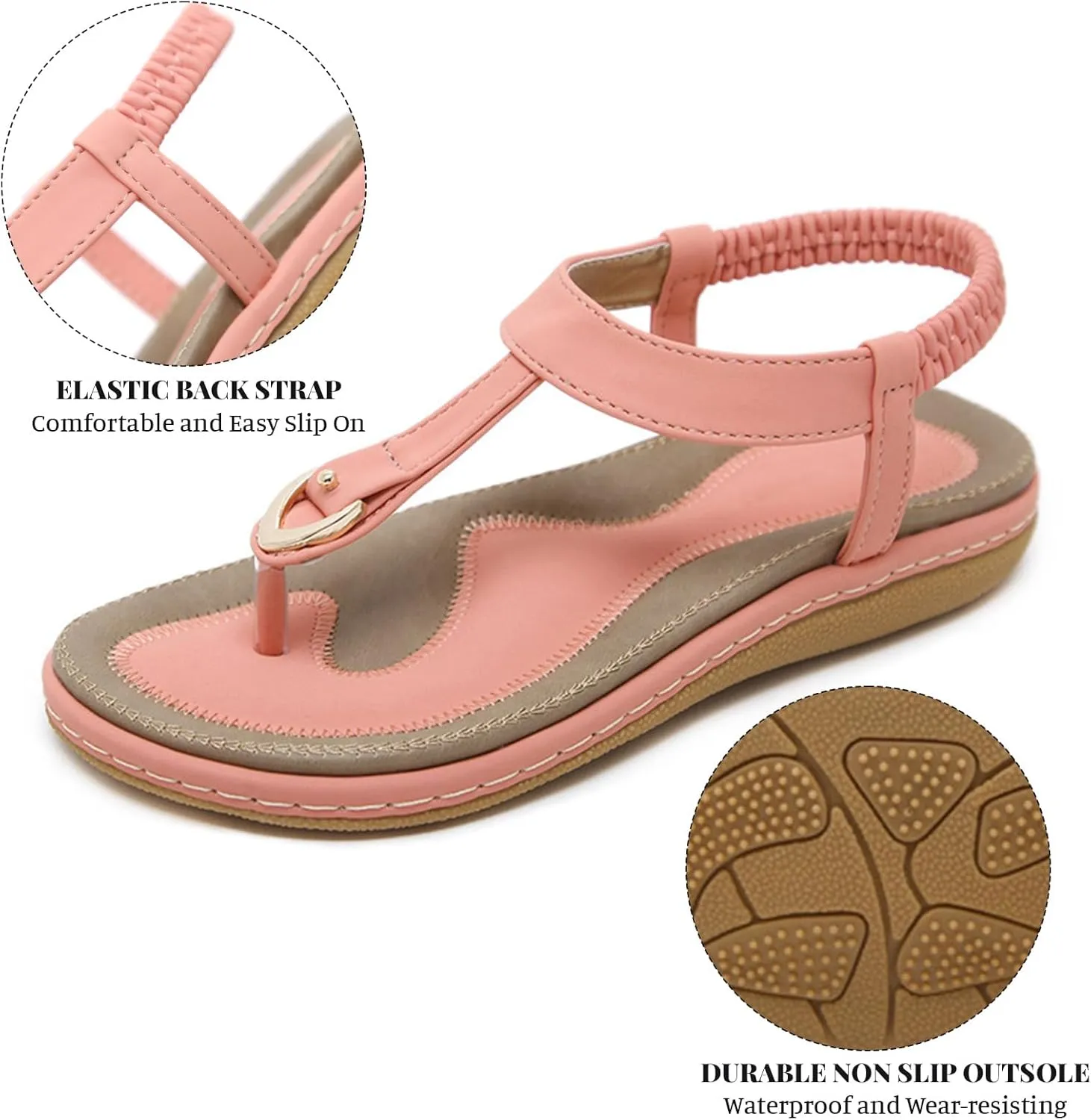 Flip Flops for Women Comfortable Open Toe Soft Cushion Flat Sandals Summer Dressy Clip Toe Leather Upholstery T-Strap Flip Flop Thong Sandals