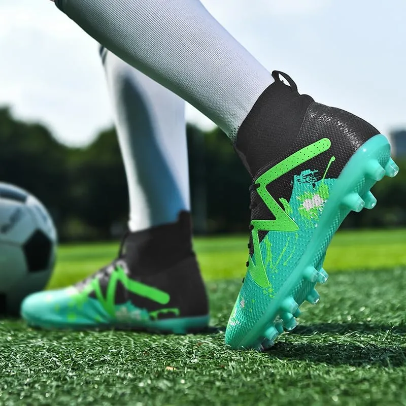 Football Cleats Men, Non-Slip High Top Soccer Shoes Lightweight Shock Resistant Training Boots Sneaker Breathable Professional Turf Shoes Sport Athletic Ground Football Boots Soccer Cleats