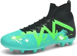 Football Cleats Men, Non-Slip High Top Soccer Shoes Lightweight Shock Resistant Training Boots Sneaker Breathable Professional Turf Shoes Sport Athletic Ground Football Boots Soccer Cleats