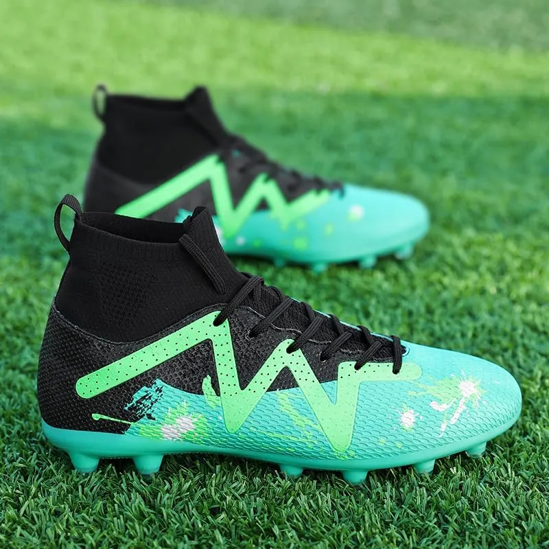 Football Cleats Men, Non-Slip High Top Soccer Shoes Lightweight Shock Resistant Training Boots Sneaker Breathable Professional Turf Shoes Sport Athletic Ground Football Boots Soccer Cleats